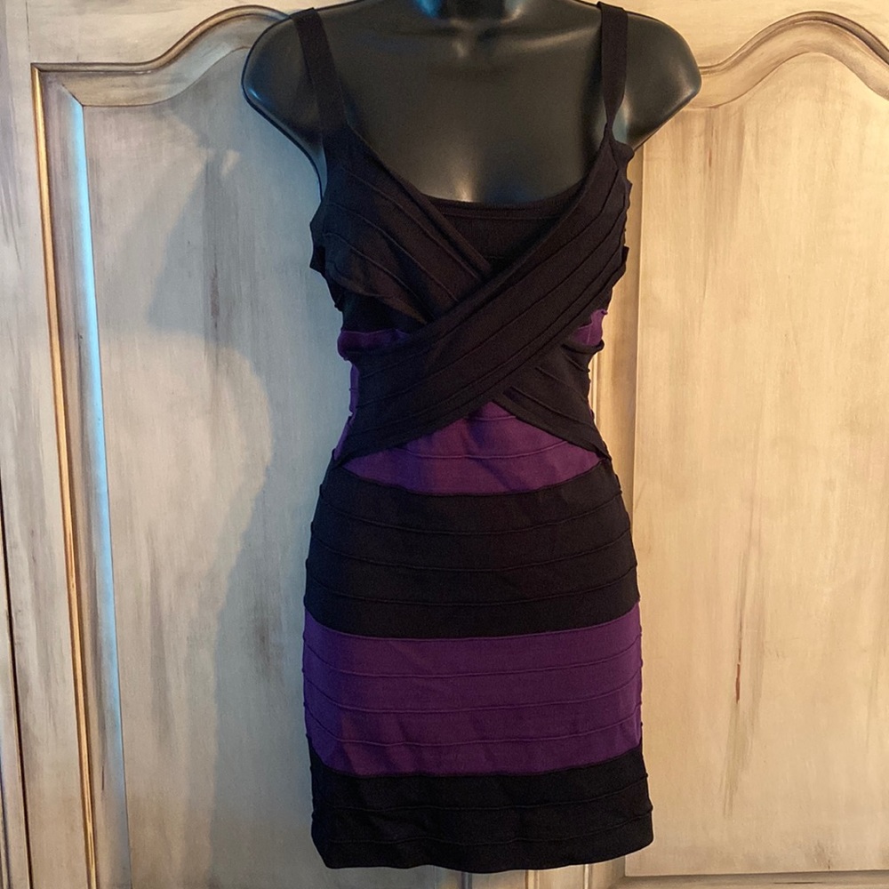 Cool Attitudes bandage dress black and purple size small